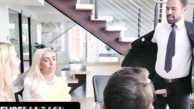 Curvy blonde MILF is spanked and fucked by a horny lover
