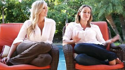 Cougar and her stepdaughter are licking one another in 69 position