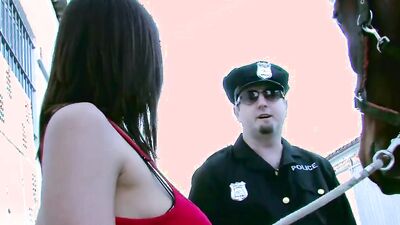 Curvy brunette MILF Sandra Milka is being fucked in the jail