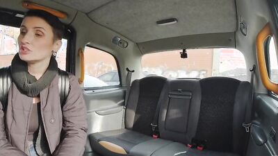 Naughty girl shows her tits to that horny taxi driver