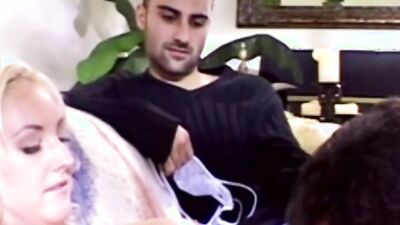Slutty blonde cougar is shared between her son's horny classmates