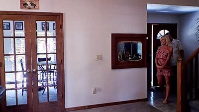 Cheating blonde housewife is filmed with a hidden cam while fucking