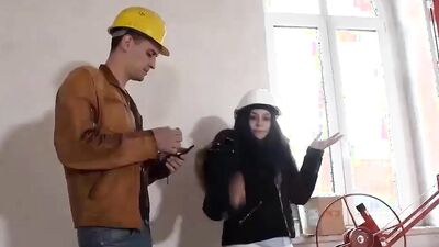 Chubby girl July Johnson seduces and fucks that horny workman