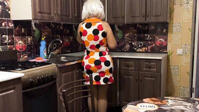 Cock-hungry MILF is being ass-fucked in the kitchen