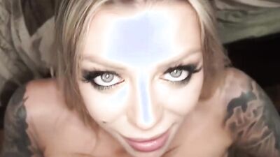 Blue-eyed MILF Karma Rx sucks a cock and rides it in POV video