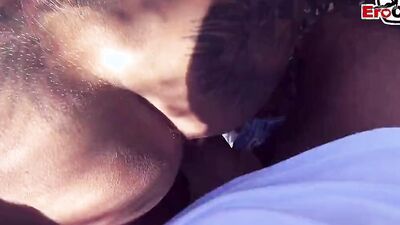 Gorgeous blonde MILF sucks a cock and rides it in the car