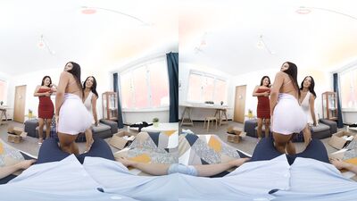 Cristina Miller, Sheila Ortega & Katrina Moreno are sharing cock in VR 3some