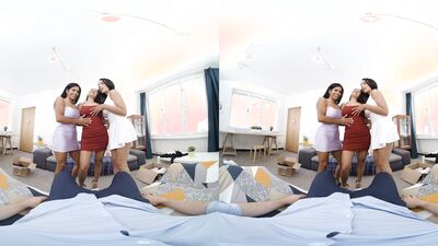 Cristina Miller, Sheila Ortega & Katrina Moreno are sharing cock in VR 3some