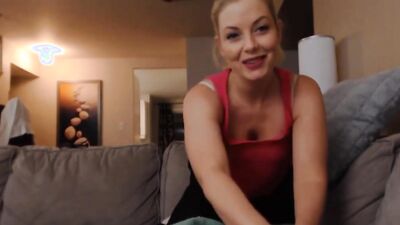 Sexy blonde with big boobs misbehaving