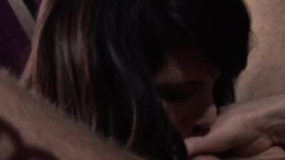 Busty brunette girl gets her pussy fucked by a bound guy