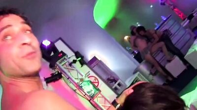 Brunettes with natural tits get fucked by a muscular man