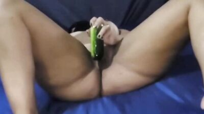 Big Butt Wife Riding After Playing With Cucumber