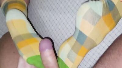 Hot MILF in green socks gets fucked hard by big cock