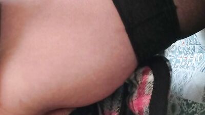 Secretary seen from below with stocking