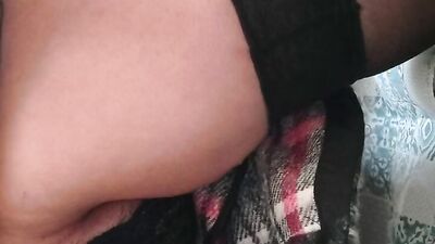Secretary seen from below with stocking