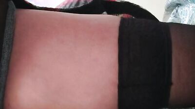 Secretary seen from below with stocking