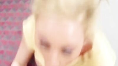 Naughty blonde babe is sucking dude's cock and gets shagged
