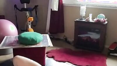 Workout in sexy yellow shorts