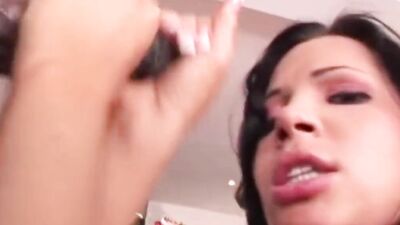 Little Spanish Babe Rides Big Black Cock Hard feeling it