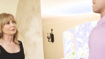 Perverted Nina Hartley is craving for her stepson's hard cock