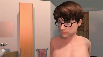 Busty anime babe gets bonked from behind inside the tub
