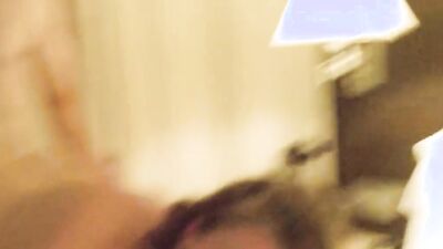 Amateur mature is sucking her stepson's cock inside the motel