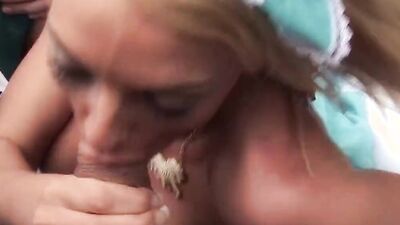 Slutty MILF is having fun in amateur outdoor group shag