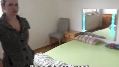 Blonde mature is riding stranger's hard piston on the couch