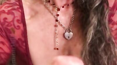 Close-up homemade video of mature sucking teen's hard dong