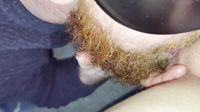 Bearded dude licks some puss in this homemade close-up video