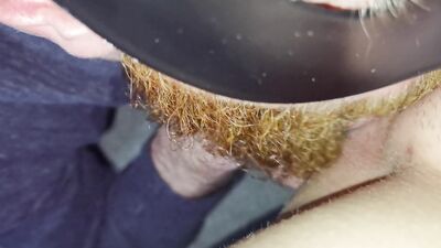 Bearded dude licks some puss in this homemade close-up video