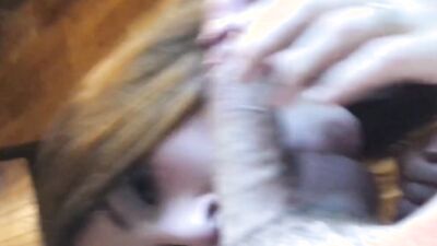Cute chick is sucking dude's cock in homemade POV and gets bonked