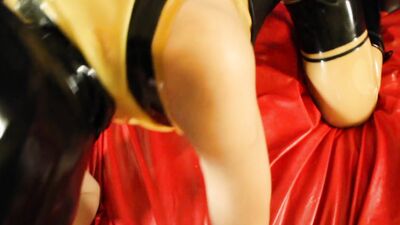 Eva Latex is sucking dude's cock in this close-up video