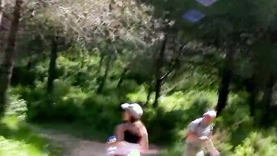 Foxy girl is fucked in the woods by her kinky boyfriend