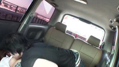 Asian schoolgril is being spanked and fucked in the car