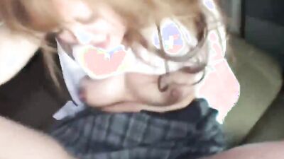 Asian schoolgril is being spanked and fucked in the car