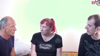 German redhead swinger wife sharing with other guy