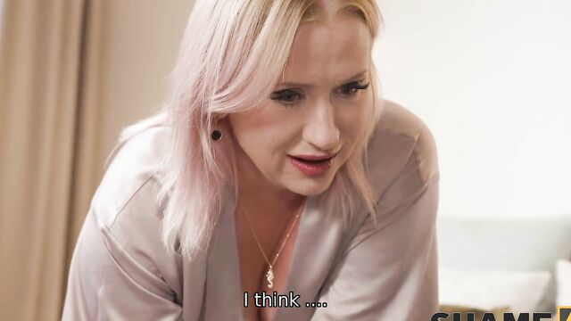 SHAME4K. Blonde teacher lets student fuck her to keep a secret about second job