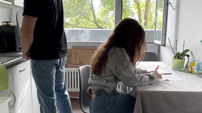 Roommate fucks me hard in the kitchen