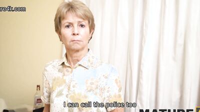 MATURE4K. Mature maid with short haircut is carnal with man before leaving