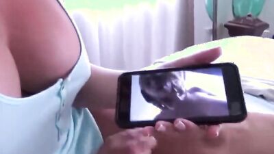 I caught big tits MILF stepmom making video for dating website and she fucked me so wild