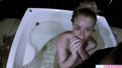 MILF lets stepdad fuck her while in the bathtub outdoor