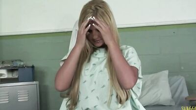 Lewd blonde with huge tits has the hots for her doctor