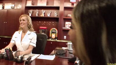 The brunette got seduced by her lesbian masseurs into a threesome